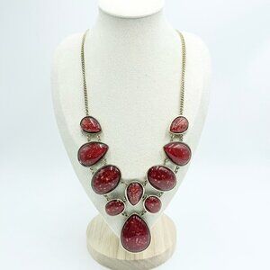 Wine Bib Acrylic Beaded Gold Toned Statement Necklace Chain